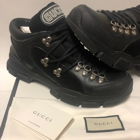 GUCCI FLASHTREK HIKING LOW TOP BOOTS SNEAKER OVERSIZED G9 WOMEN BLACK - Picture 2 of 7